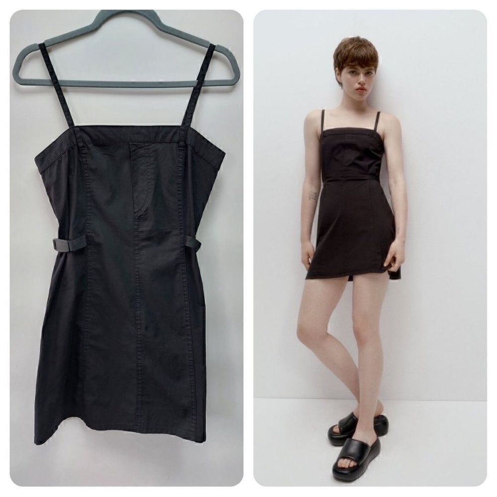 NWT ZARA cropped cargo dress black sz medium